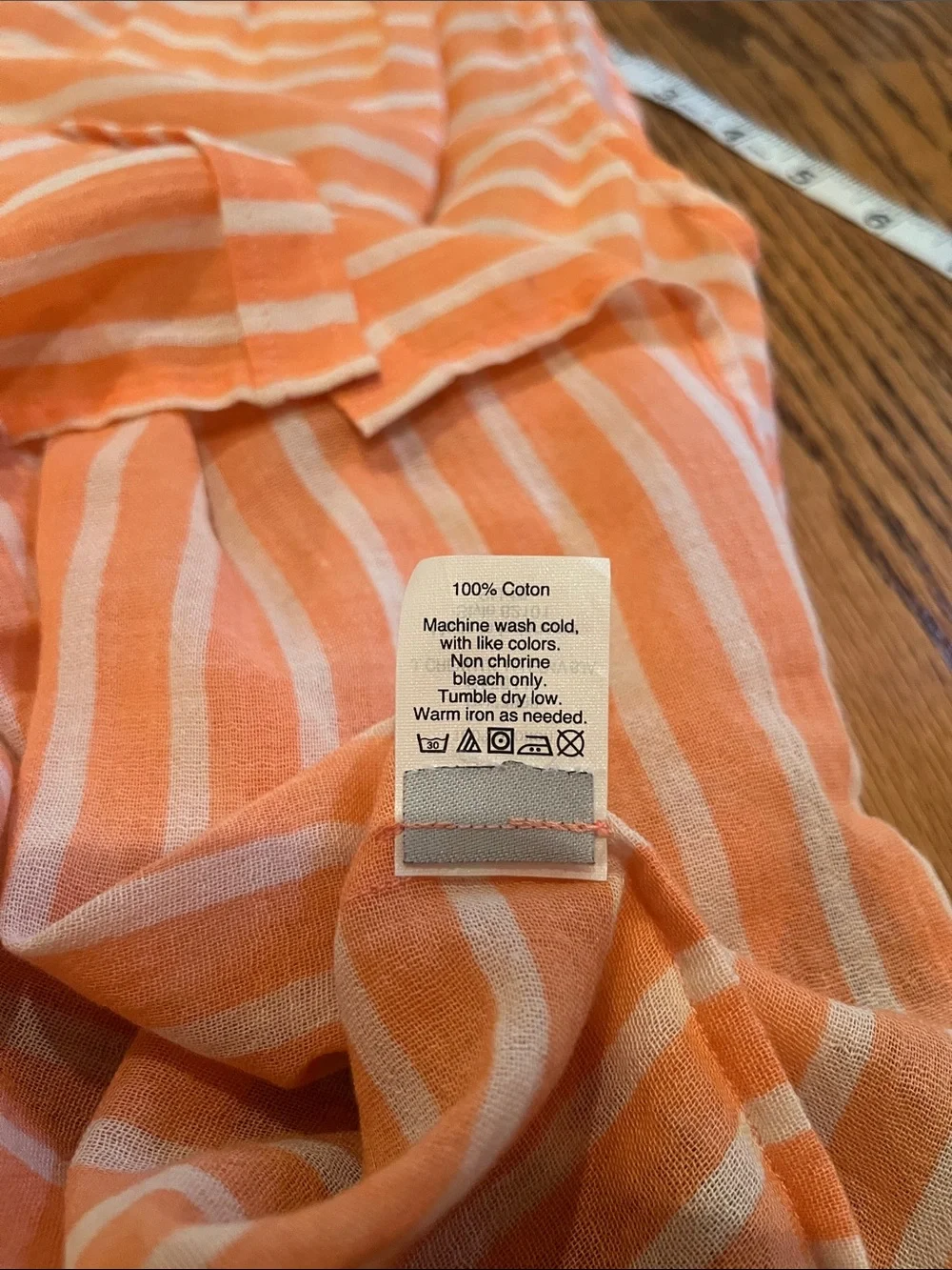 J. Crew Peach & White Striped Sleeveless Button-Up Top